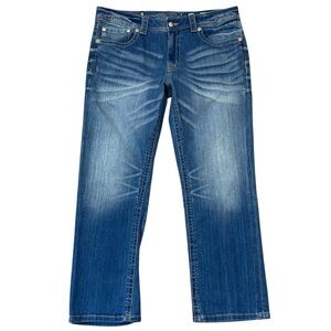 Miss Me Vintage Y2K Boyfriend Capri Rhinestone Embellished Denim Jeans Size 31